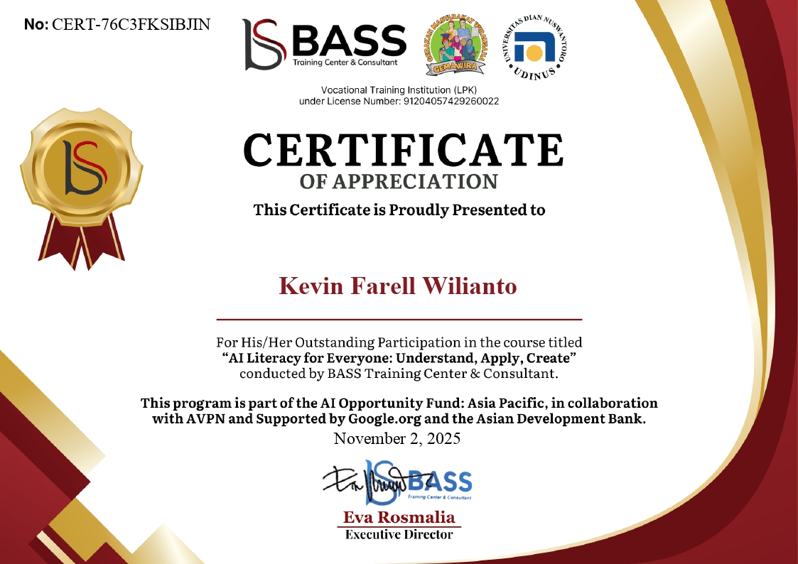 AI Literacy for Everyone: Understand, Apply, Create Certificate