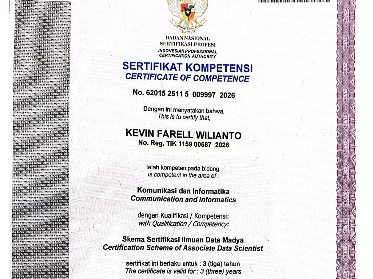 Sertifikasi Kompetensi BNSP Data Science